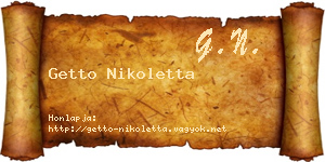 Getto Nikoletta névjegykártya